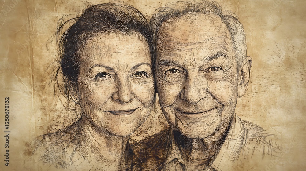 Naklejka premium Close-up portrait of a happy elderly couple.