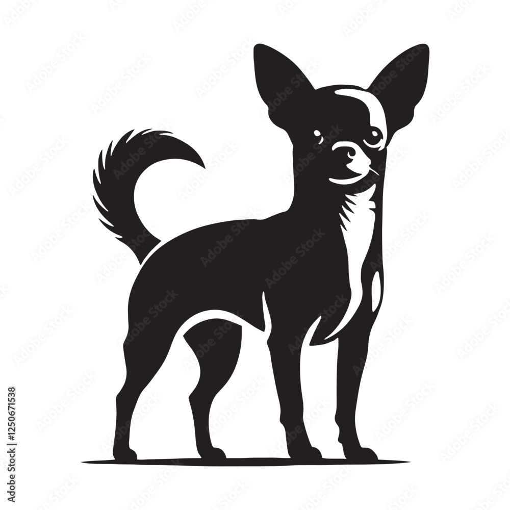 Artistic Chihuahua silhouette designed for pet lovers - Chihuahua illustration - minimal Chihuahua vector - dog silhouette
Artistic Chihuahua silhouette designed for pet lovers - Chihuahua illustration - minimal Chihuahua vector - dog silhouette