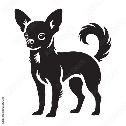 Unique Chihuahua silhouette featuring a confident stance - Chihuahua illustration - minimal Chihuahua vector - dog silhouette
