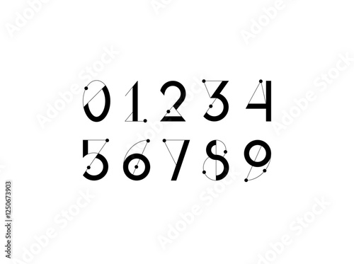 Numbers made dot, numerals from 0, 1, 2, 3, 4, 5, 6, 7, 8, 9, vector illustration 10EPS