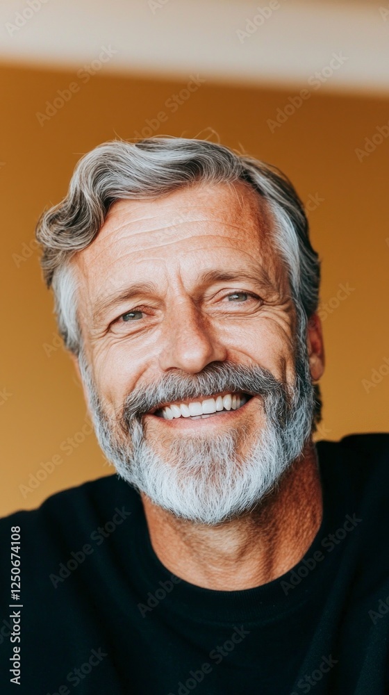 Portrait of a Happy Mature Man with Grey Hair and Beard Portrait of a Happy Mature Man with Grey Hair and Beard