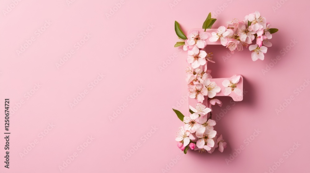 Obraz premium Serene Spring Equinox Aesthetics Blossoming Floral Typography on Pastel Canvas - Seasonal Branding and Mothers Day Marketing for Creative Design Industries