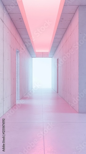 Pastel Pink Concrete Corridor: A Minimalist Architectural Design