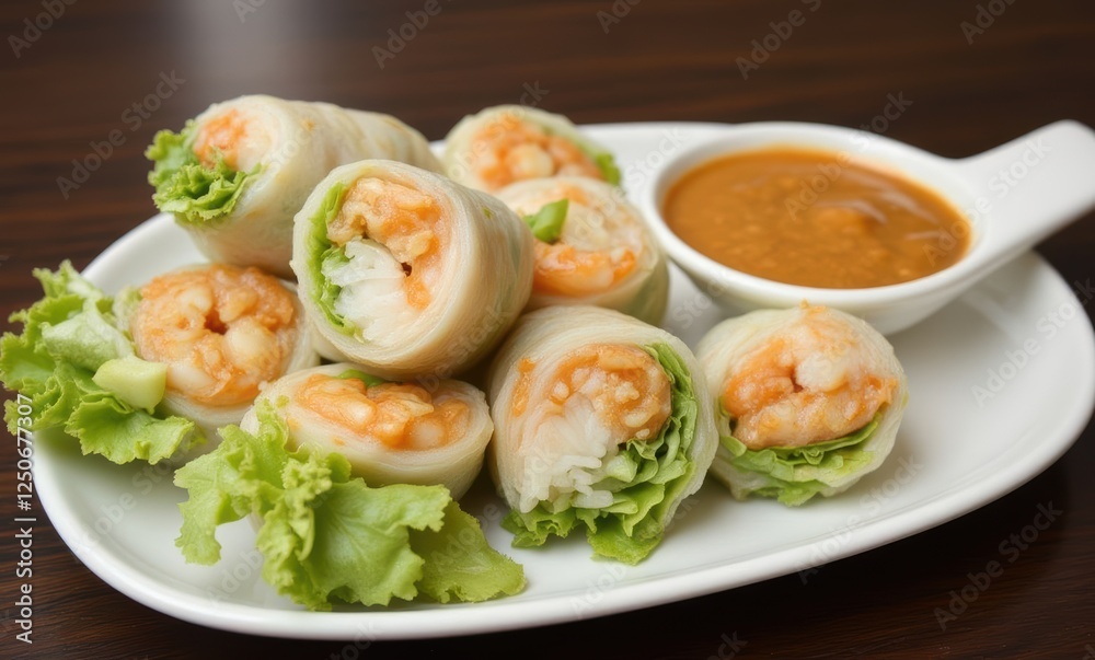 Shrimp spring rolls with dipping sauce Shrimp spring rolls with dipping sauce