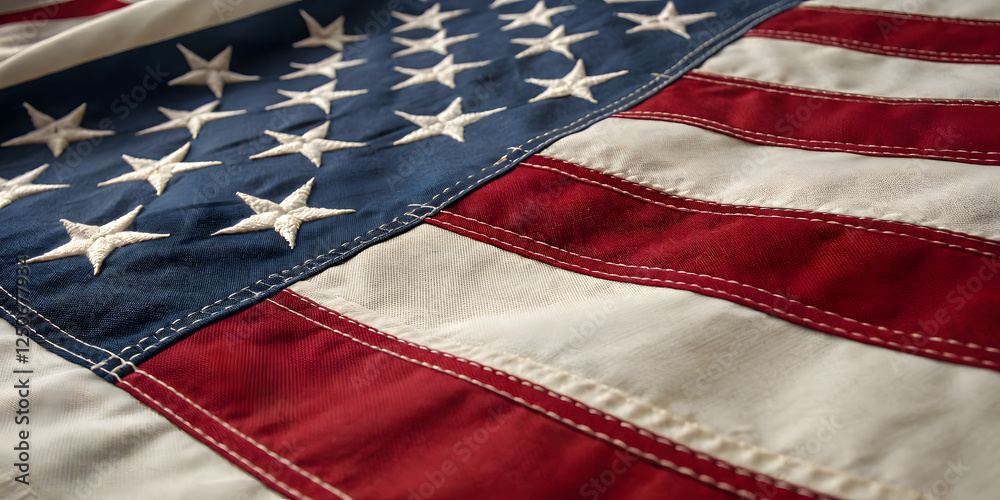 Fototapeta premium American flag symbolizing freedom usa close-up image textile macro view patriotism