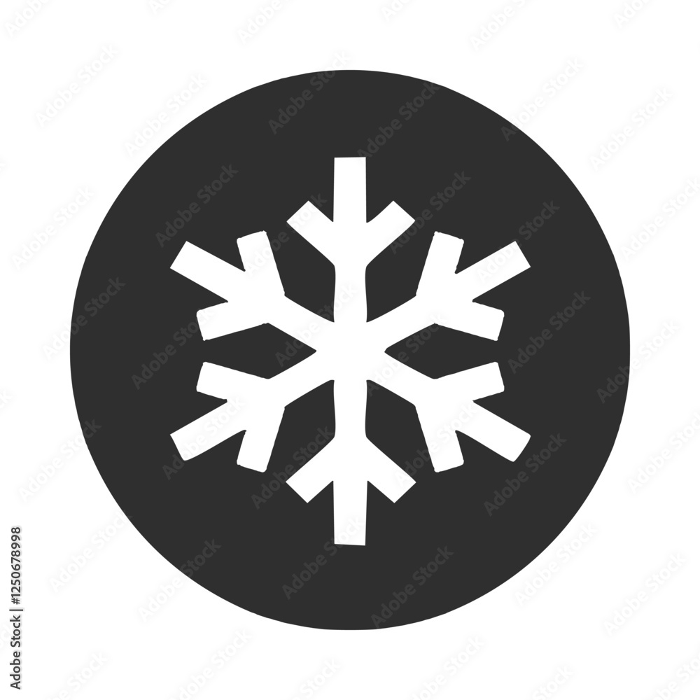 Snowflake icon in black circle, vector illustration. Flat design style. Snowflake icon in black circle, vector illustration. Flat design style.