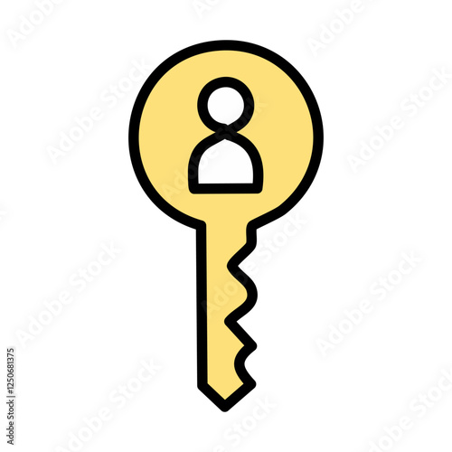 Key icon vector isolated on white background for your web and mobile app design, Key with person profile logo concept