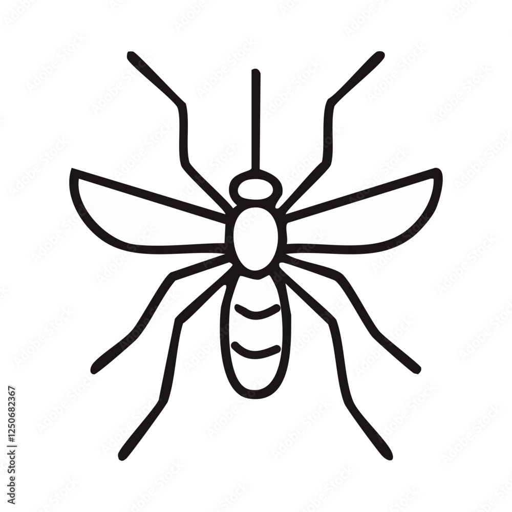 Outline mosquito vector icon for web design isolated on white background Outline mosquito vector icon for web design isolated on white background