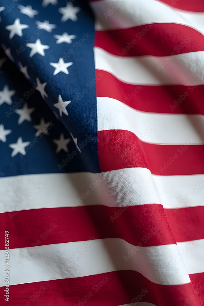 American flag textile close-up view fabric texture patriotism indoor setting visual representation of freedom American flag textile close-up view fabric texture patriotism indoor setting visual representation of freedom