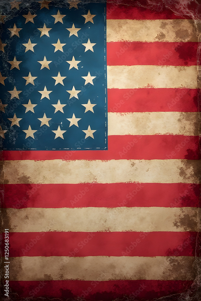Historic american flag symbolizing freedom united states digital art vintage style close-up national pride Historic american flag symbolizing freedom united states digital art vintage style close-up national pride