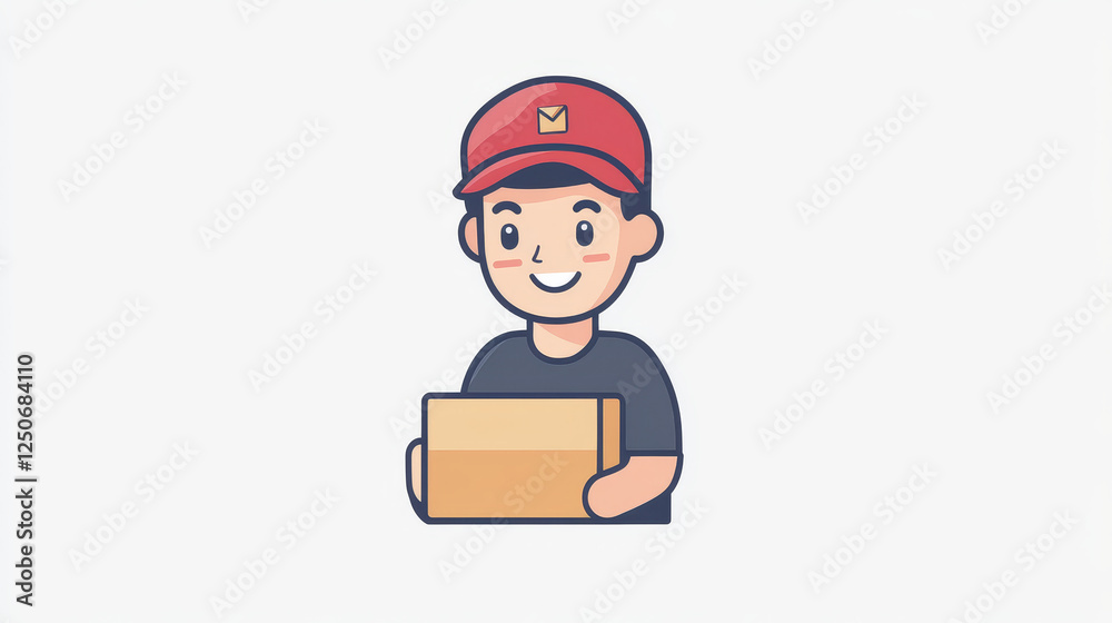 Deliveryman with parcel isolated courier holding cardboard box thin line icon. Vector outline postman with package. Delivery, postal service, express shipping and food delivery, online orders Deliveryman with parcel isolated courier holding cardboard box thin line icon. Vector outline postman with package. Delivery, postal service, express shipping and food delivery, online orders