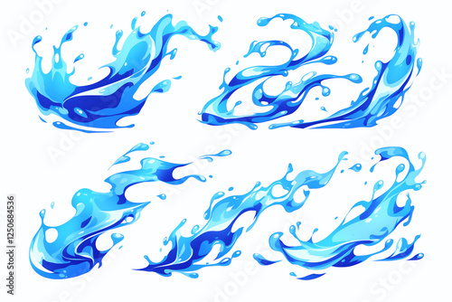 色々な形の青い水の素材