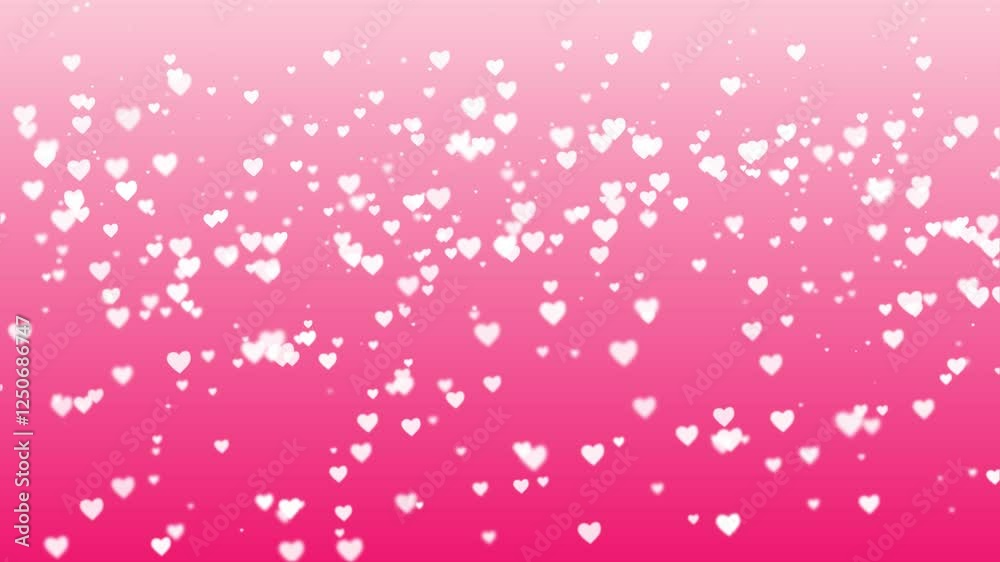 White Hearts motion for Valentine's day Greeting love video. 4K Romantic looped animation on white background for Valentine's day, St. Valentines Day, Mother's day,