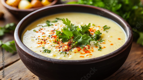 Indian cuisine menu, traditional food and dishes. Vector menu of murgus badams shorba, pea soup puree and rice with curry, potato salad with spinach and lemon rice with cashew