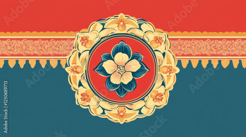 Sisaket province of Thailand vector travel plate and tin sign. Vector banaba flower and leaf ornament of Thai provincial seal, Asian travel and tourism design. Mueang Sisaket district photo