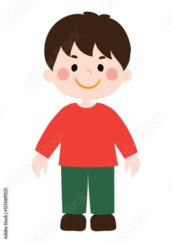 にっこりとほほ笑む幼い男の子のベクターイラスト