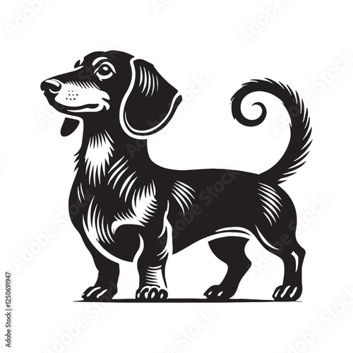 Unique Dachshund silhouette tailored for pet-related artwork - Dachshund illustration - minimal Dachshund vector - dog silhouette
