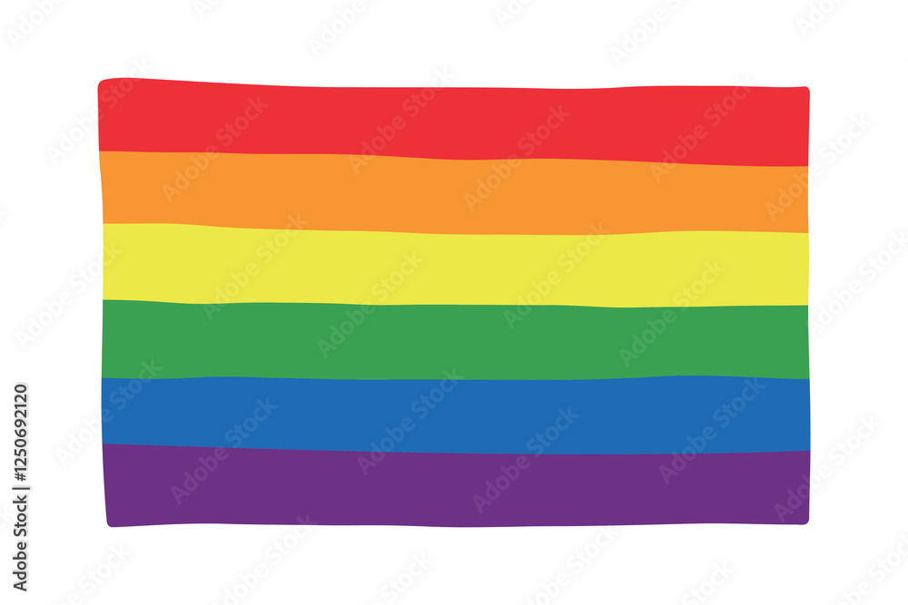 Obraz premium Colorful Gay pride flag Happy pride day LGBTQ community Pride Month Vector hand drawn doodle for posters, stickers, logo, cards