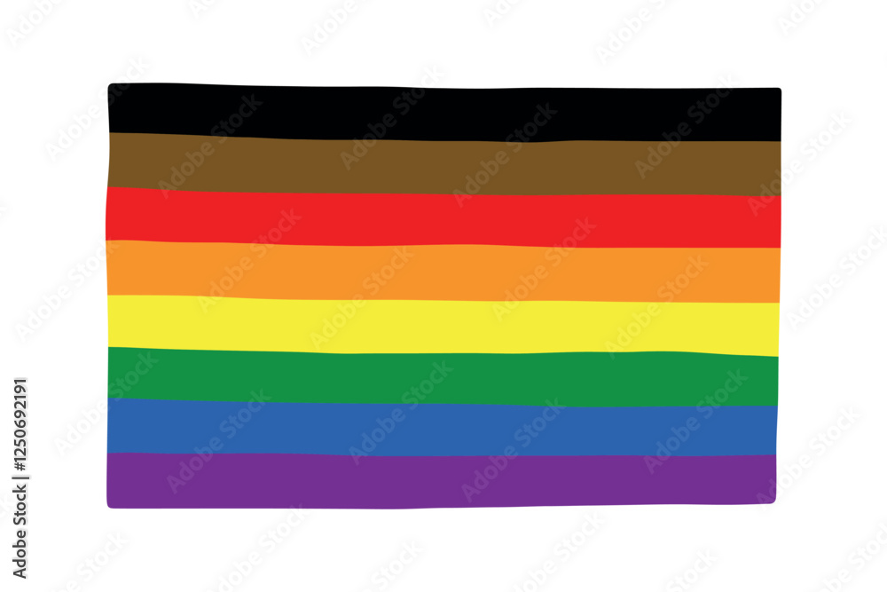 Obraz premium Colorful Gay pride flag Happy pride day LGBTQ community Pride Month Vector hand drawn doodle for posters, stickers, logo, cards