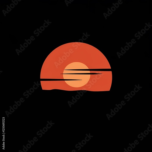 Sunset over silhouted mountains with vibrant orange hues and a tranquil atmosphere. Generative AI photo