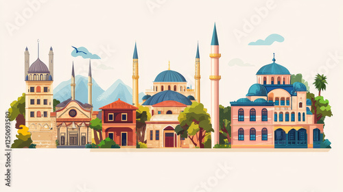 Nigde, Ordu and Osmaniye Turkey province vector plates or stickers. Turkish il provinces or districts signs or city tagline and luggage tags with travel landmarks photo