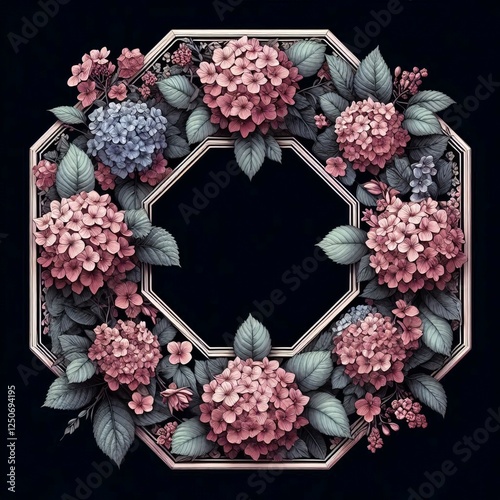 Octagon with of hydrangeas