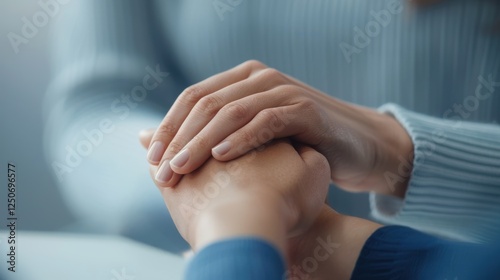 Gentle hands holding each other in a supportive gesture.