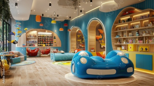 Playroom Interior Design; Colorful Kids' Area; Interior; Play; Child Friendly Space; Modern;  Use Stock Photo photo