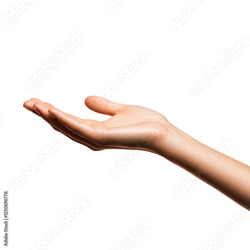 Female flat hand holding something, isolated on a transparent background