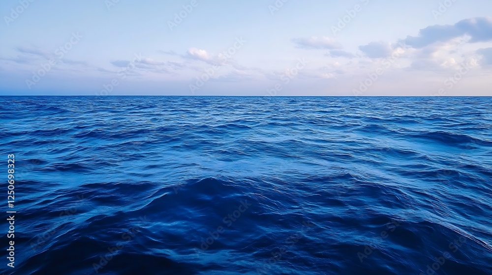 Obraz premium Vast Ocean View with Gentle Waves Under a Clear Blue Sky Captured in Tranquil Seascape : Generative AI