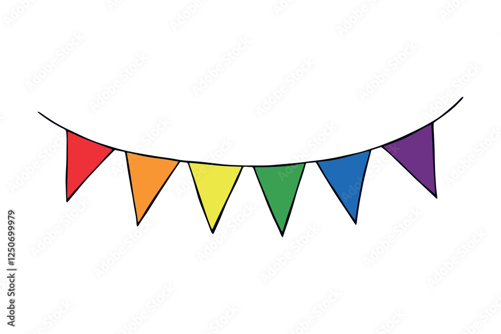 Colorful garland Gay pride flag Happy pride day LGBTQ community Pride Month Vector hand drawn doodle for posters, stickers, logo, cards Colorful garland Gay pride flag Happy pride day LGBTQ community Pride Month Vector hand drawn doodle for posters, stickers, logo, cards