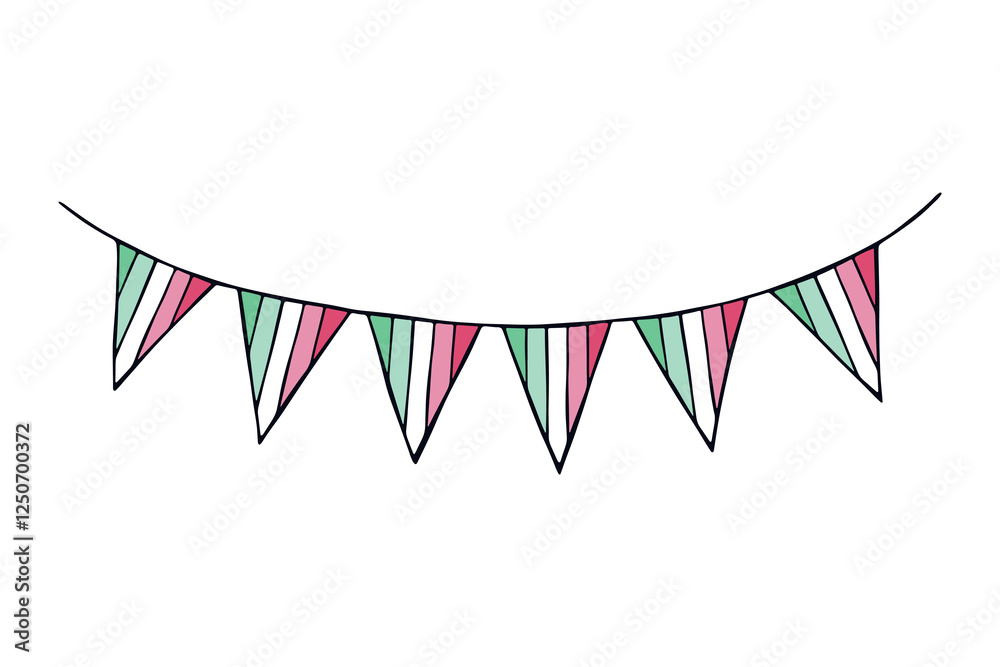 Fototapeta premium Colorful garland Abrosexual pride flag Happy pride day LGBTQ community Pride Month Vector hand drawn doodle for posters, stickers, logo, cards