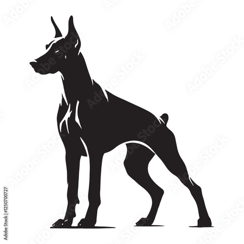 Stunning Doberman Pinscher silhouette capturing its athletic stance - Doberman Pinscher illustration - minimal Doberman Pinscher vector - dog silhouette

