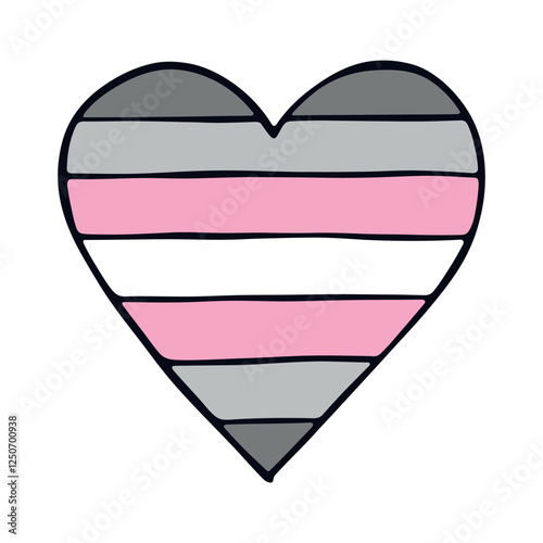 Free Download Colorful heart shape Demigirl pride flag Happy pride day LGBTQ community Pride Month Vector hand drawn doodle for posters, stickers, logo, cards - GFXLoad