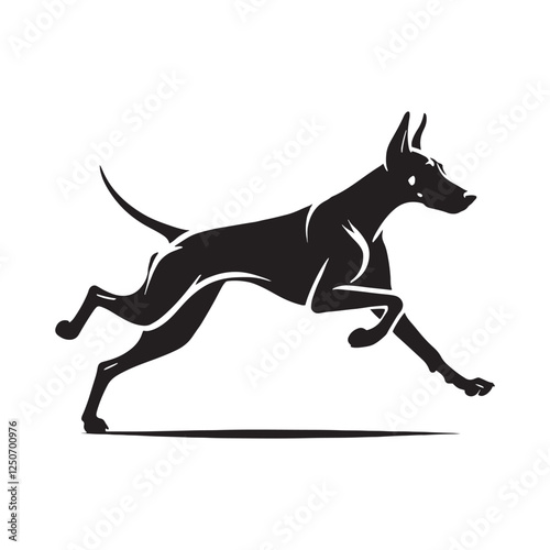 Afghan Doberman Pinscher silhouette capturing the breed’s powerful form - Doberman Pinscher illustration - minimal Doberman Pinscher vector - dog silhouette
