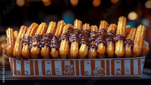 Delicious Churros with Chocolate Sauce Food Photography