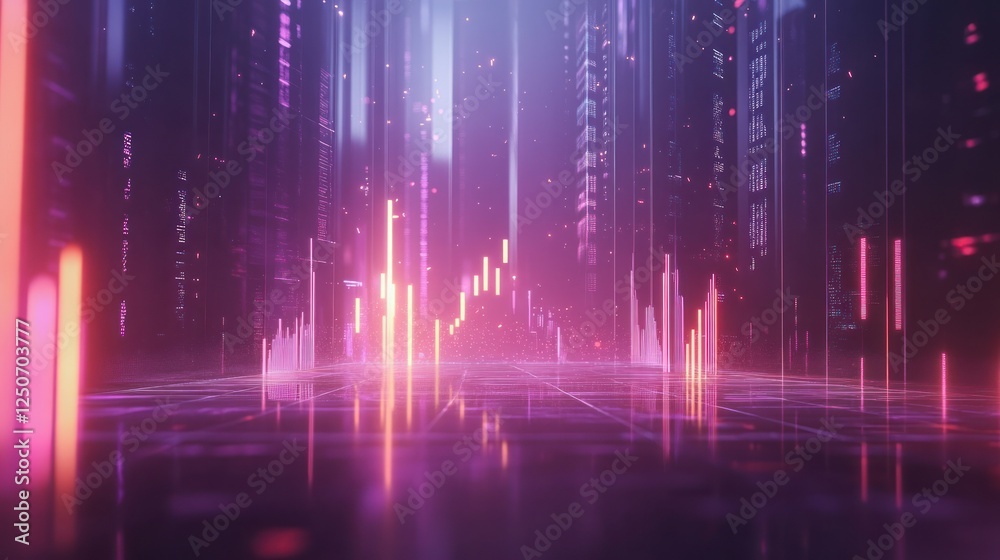 Digital Financial District: Glowing Stock Market in a Cyberpunk Cityscape Digital Financial District: Glowing Stock Market in a Cyberpunk Cityscape