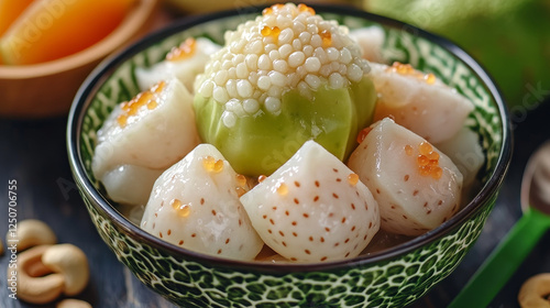 Tropical exotic fruits and berries. Vector longkong and soursop, akebia and star apple with champakka or bergamot, naranjilla and pandan. Mombin and lucuma, tangerine physalis, cherimoya and cashew photo