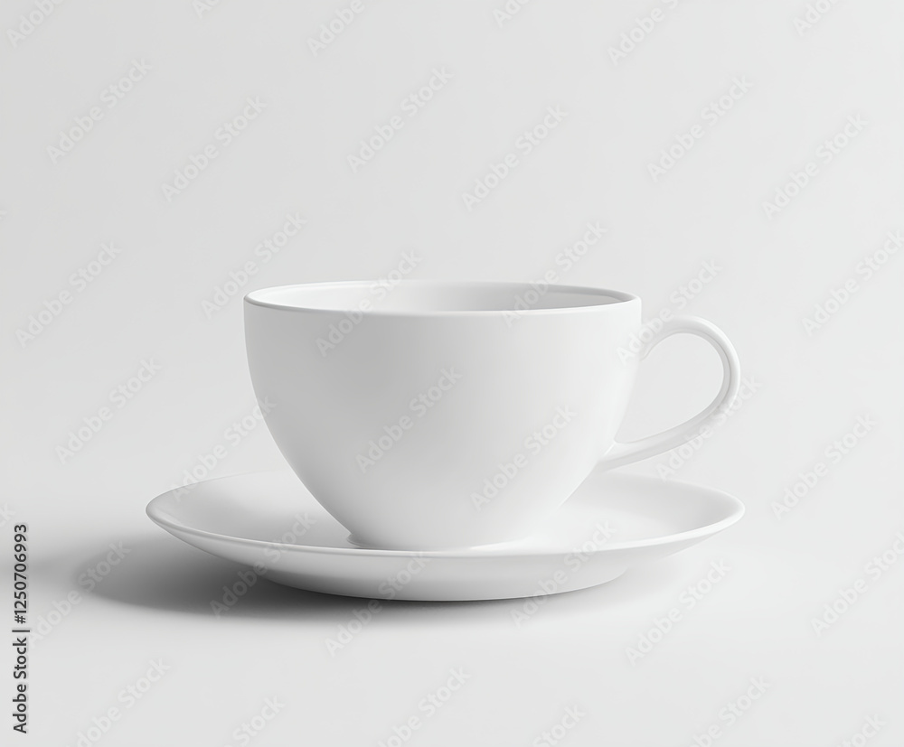 Cappuccino in a white cup on a saucer, isolated with realistic shadows and soft lighting, against a white background, high-resolution photography. Cappuccino in a white cup on a saucer, isolated with realistic shadows and soft lighting, against a white background, high-resolution photography.