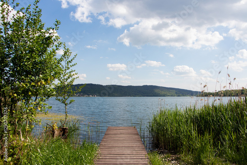boat dock on the lake in the natural park