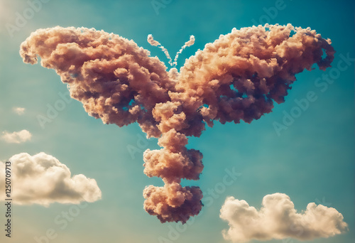 Butterfly made from clouds on blue sky