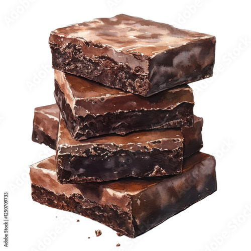A stack of rich chocolate bars showcasing layers and textures, emphasizing their indulgent and delicious appeal.