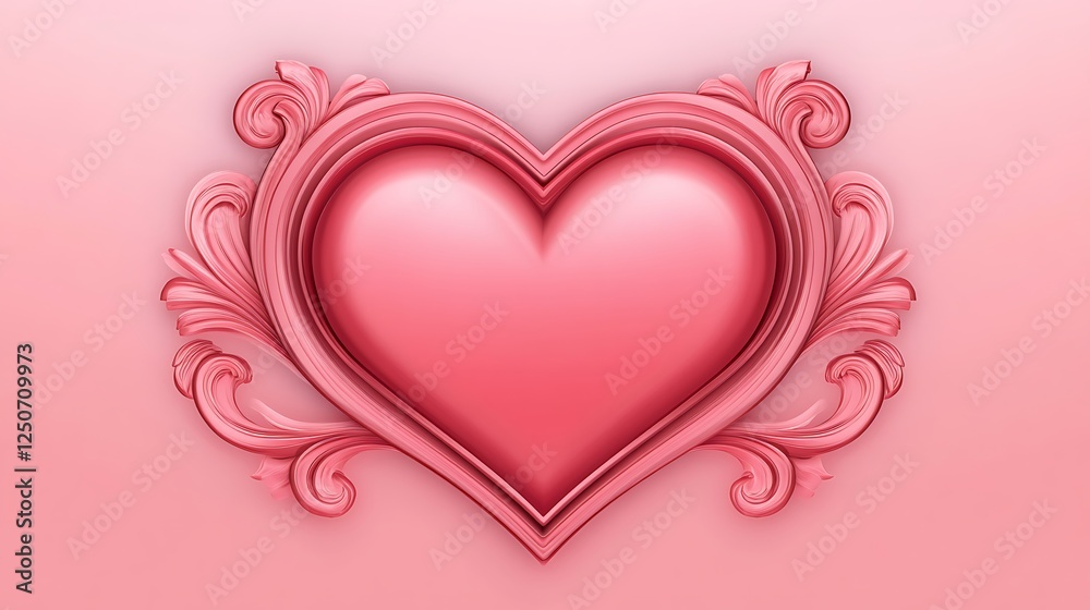 Ornate Pink Heart Decorative Design Element Ornate Pink Heart Decorative Design Element