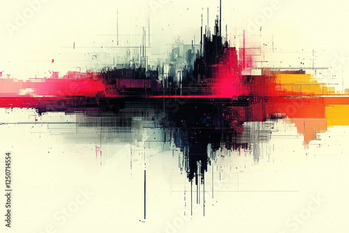 Abstract colorful glitch art design on white background for digital art projects