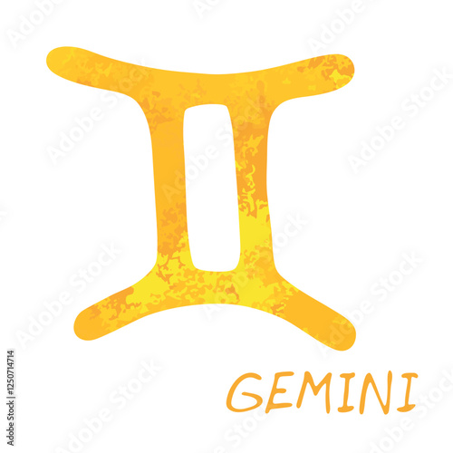 Hand drawn gemini zodiac sign Esoteric symbol doodle Astrology clipart Element for design
