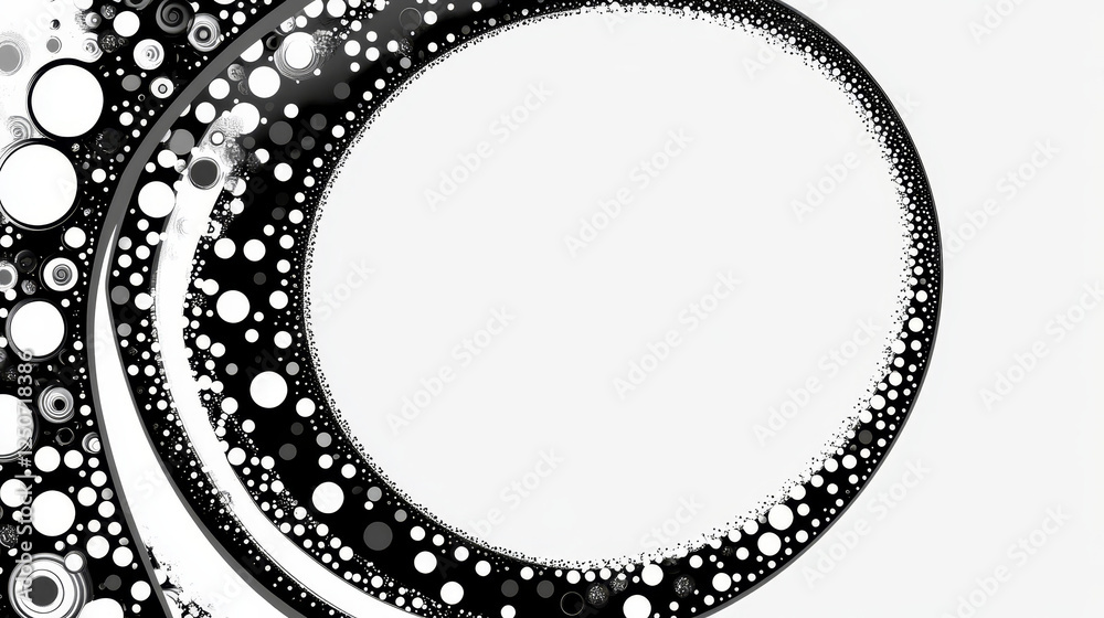 Halftone circle frame with black dots pattern border. Vector round shape with abstract half tone dotted texture. Isolated ring or dotted swirl of modern banner, creative label or cover Halftone circle frame with black dots pattern border. Vector round shape with abstract half tone dotted texture. Isolated ring or dotted swirl of modern banner, creative label or cover