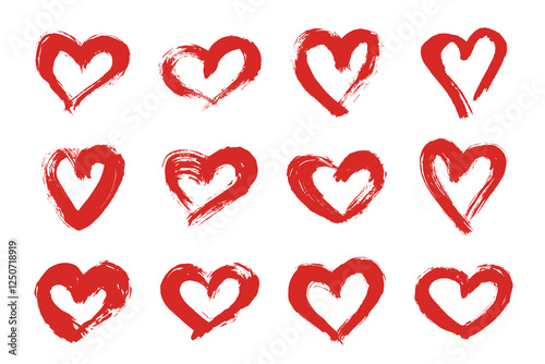Set of simple hand drawn heart drawing illustration Scribble heart doodle Love clipart