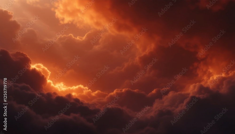 Fototapeta premium Dramatic Clouds at Sunset with Golden Light Shining Through the Sky
