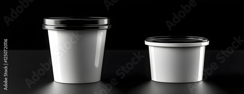 Wallpaper Mural White containers, black lids, dark background, mockup Torontodigital.ca