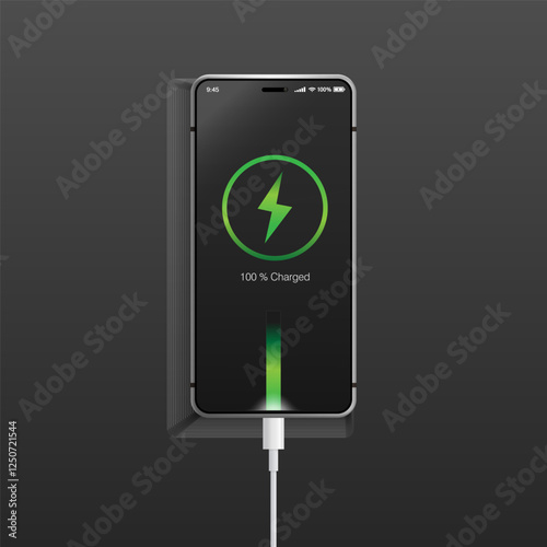 Mobile electronic charger on dark background for decoration